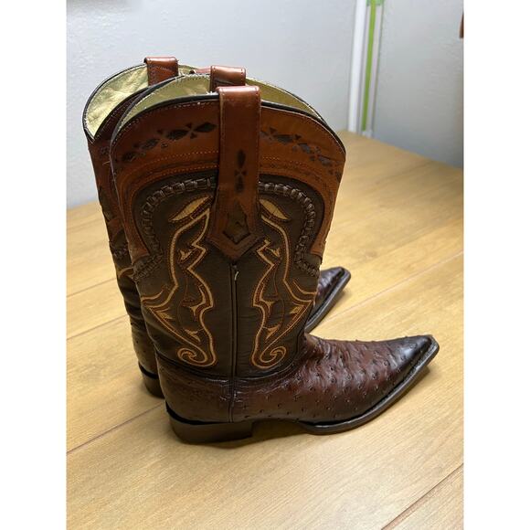 Los Altos Full Quill Ostrich Cowboy Boots Brown Western Leather Mens 7 EE Mexico main image 14